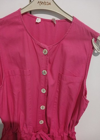 Pembe Kolsuz Mini şort Tulum - Görsel 2