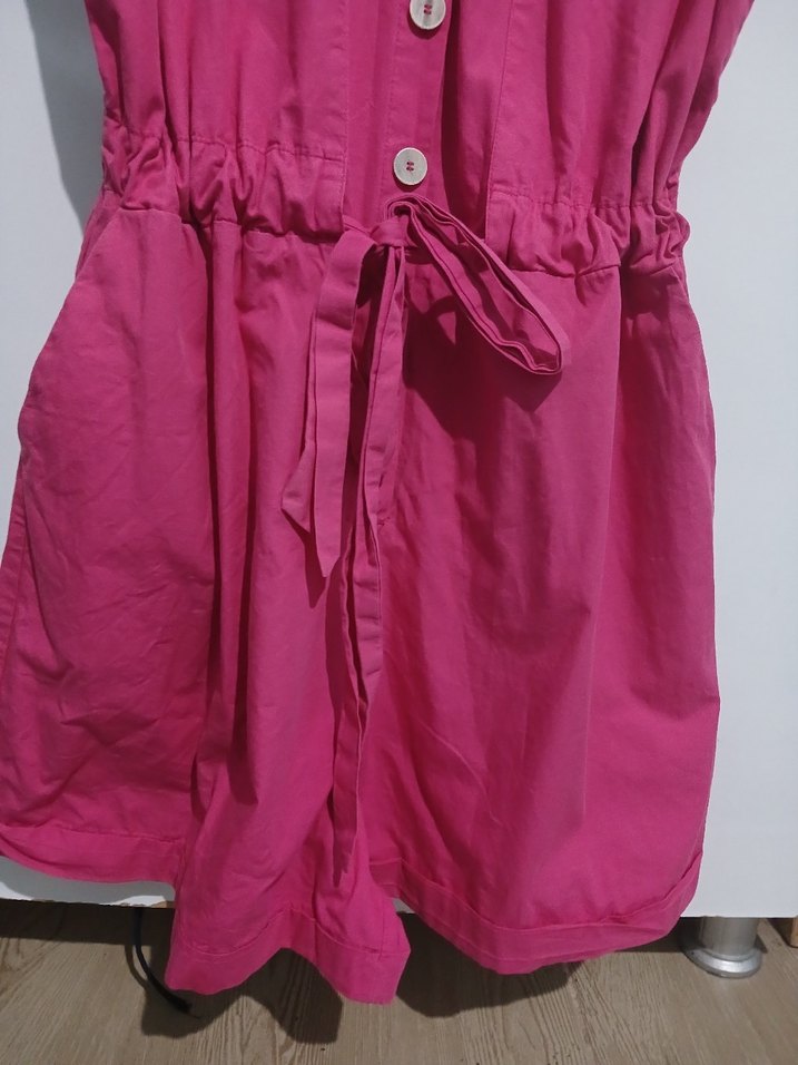 Pembe Kolsuz Mini şort Tulum - Görsel 3