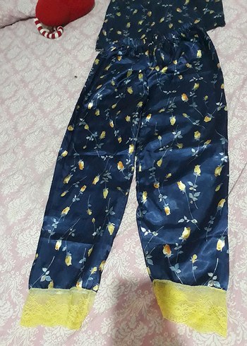Diğer Kadın Mavi Çiçekli Uzun Askılı Pijama Takımı