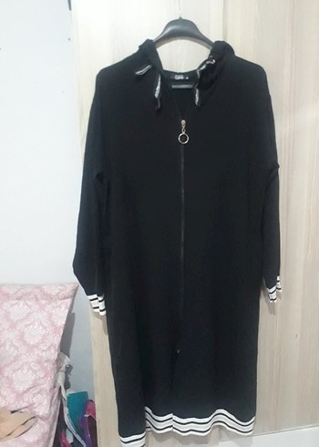 Siyah Fermuarlı Uzun Kadın tunik