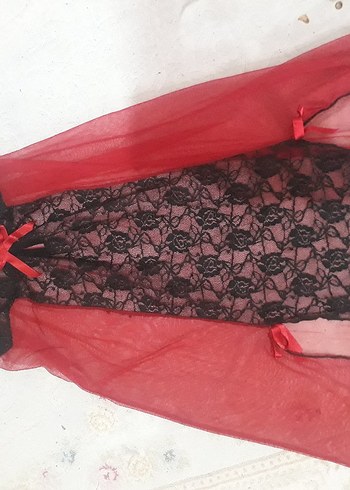 Kırmızı Dantel Uzun Gotik Straplez Gecelik