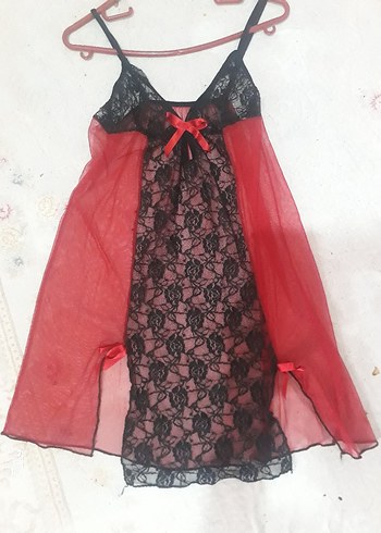 Diğer Kırmızı Dantel Uzun Gotik Straplez Gecelik