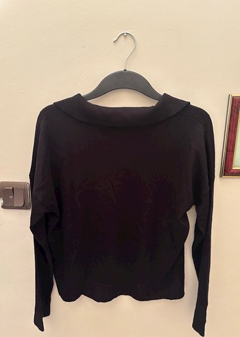 Siyah V Yaka Kadın Salaş Bluz - Görsel 2