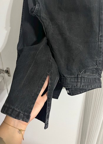 Kadın Siyah Bol Kesim Midi Kot Pantolon - Görsel 3