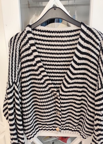 Zebra Desenli Örgü Kadın Hırka - Görsel 2