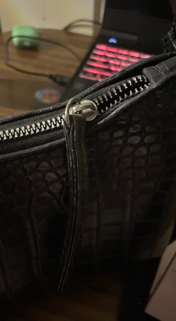 Siyah Yılan Derisi Desenli Deri Kadın Çanta - Görsel 2