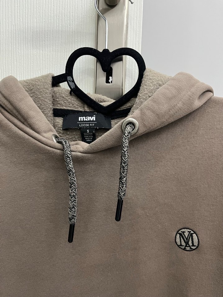 Kahverengi Kapüşonlu Oversize Sweatshirt - Görsel 2