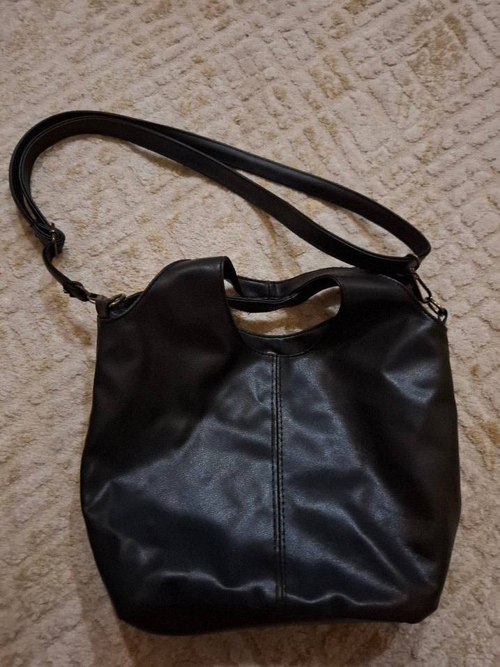 Siyah Deri Kadın Çanta Tokalı - Görsel 2