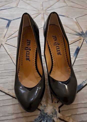 Parlak Siyah Yılan Desenli Stiletto Topuklu - Görsel 2