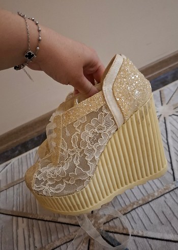 Beyaz Dantel Detaylı Ayakkabı // Nikah ayakkabısı - Görsel 3