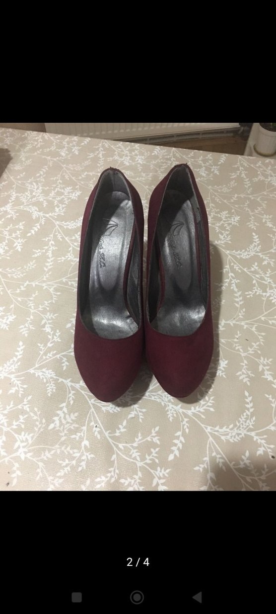 Bordo Süet Stiletto Kadın Topuklu Ayakkabı - Görsel 2