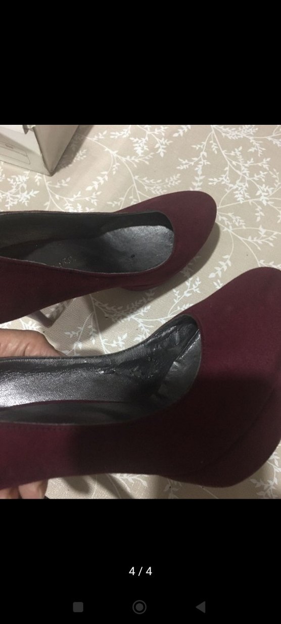 Bordo Süet Stiletto Kadın Topuklu Ayakkabı - Görsel 4