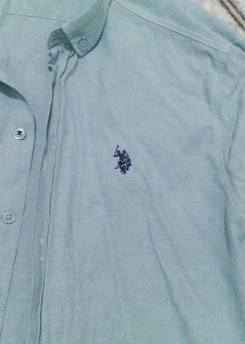 Mavi Keten Erkek Gömlek, Düğmeli, Uzun Kollu - Görsel 2