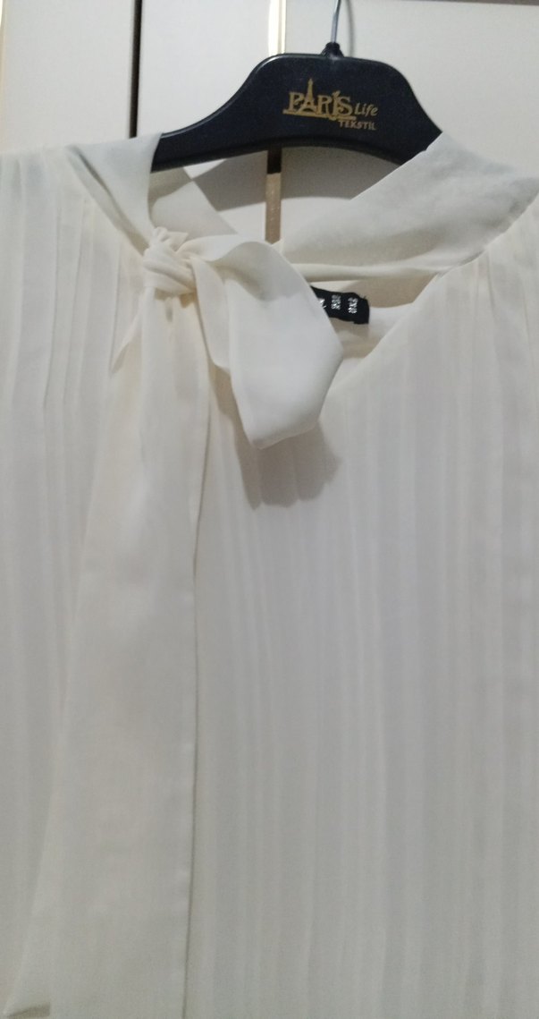 Beyaz Pilili Uzun şifon Elbise - Görsel 2