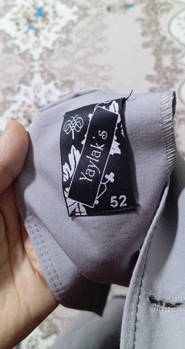 Düğmeli Gri Uzun Kadın Keten Kaban - Görsel 5