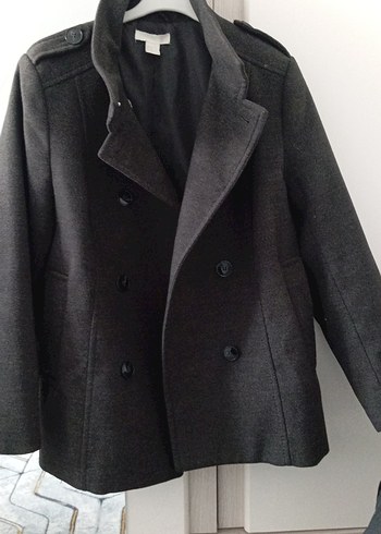 Koyu gri çift düğmeli kaban - Görsel 2