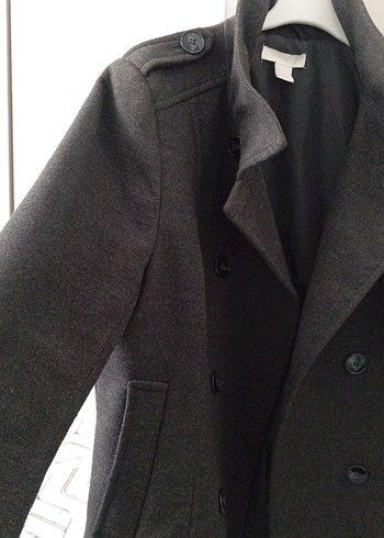 Koyu gri çift düğmeli kaban - Görsel 4