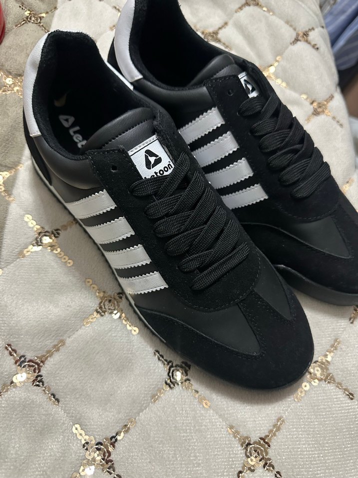 Siyah Beyaz Çizgili Erkek Spor Ayakkabı - Görsel 2