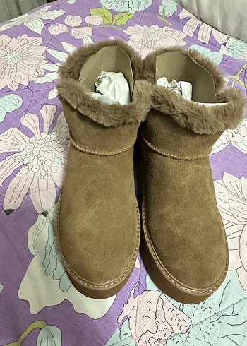 Kürklü Taba Süet Kadın Dolgu Topuk Bot - Görsel 2