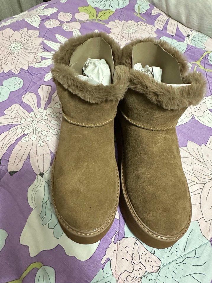 Kürklü Taba Süet Kadın Dolgu Topuk Bot - Görsel 2