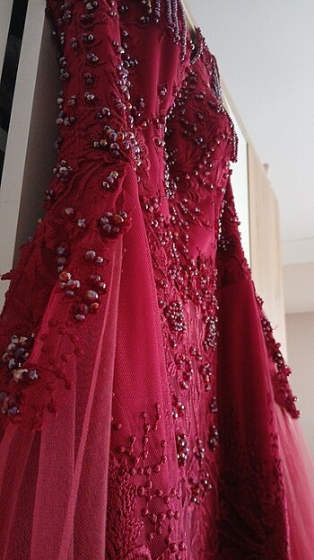 42 Beden bordo Renk Abiye