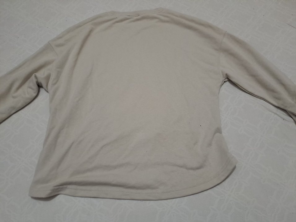 Bej Kadın Kısa Sweatshirt Uzun Kollu - Görsel 2