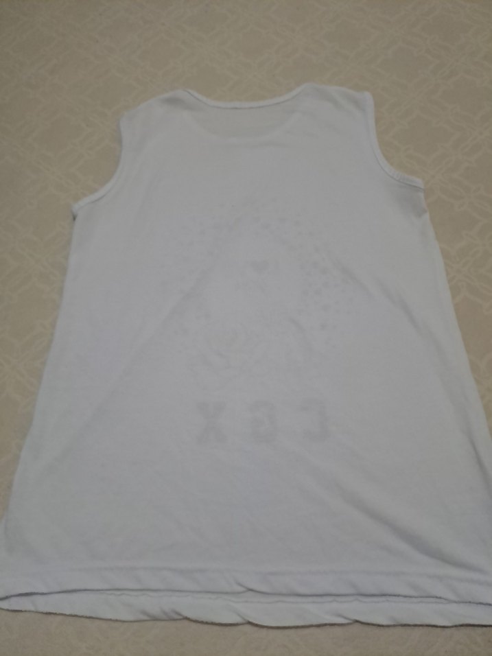 Beyaz Baskılı Kolsuz Tişört - Görsel 2