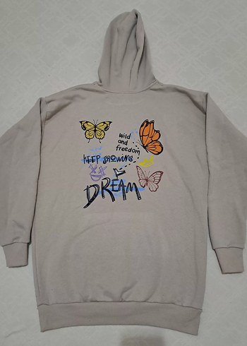 Kapüşonlu Baskılı Kadın Oversize Sweatshirt - Görsel 3