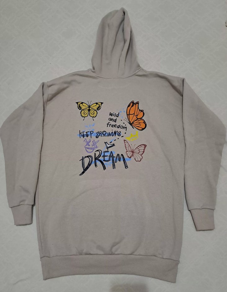 Kapüşonlu Baskılı Kadın Oversize Sweatshirt - Görsel 3