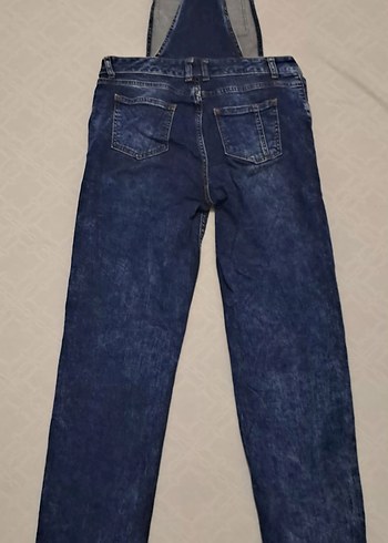 Navy Denim Kadın Uzun Askılı Tulum - Görsel 2