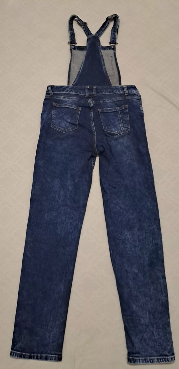 Navy Denim Kadın Uzun Askılı Tulum - Görsel 2