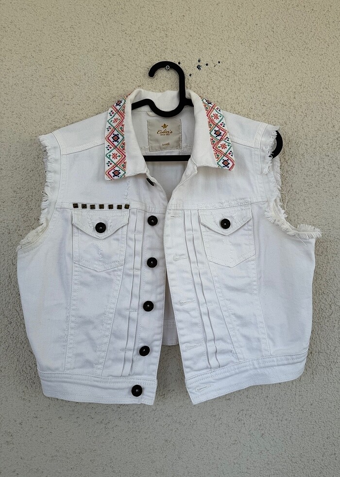 Beyaz kot üst - Görsel 2