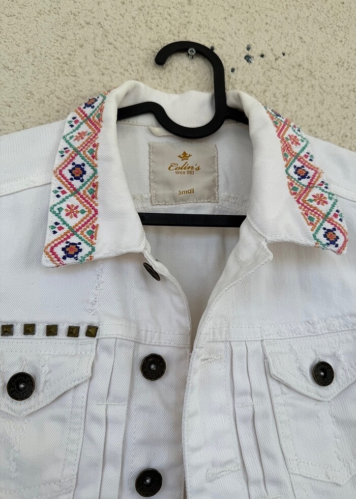 Beyaz kot üst - Görsel 3