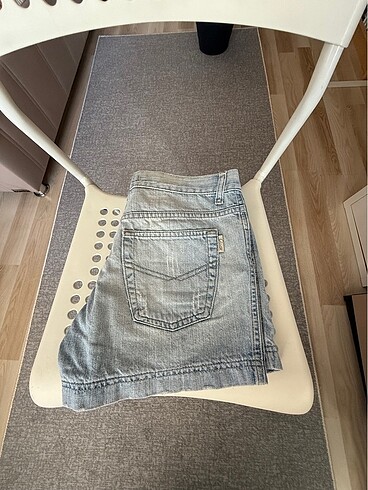 Buz mavisi kot şort - Görsel 5