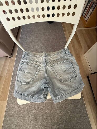Buz mavisi kot şort - Görsel 6