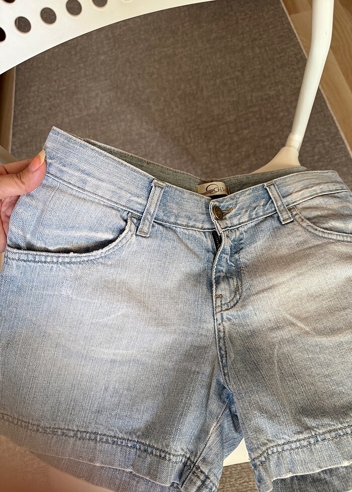 Buz mavisi kot şort - Görsel 3