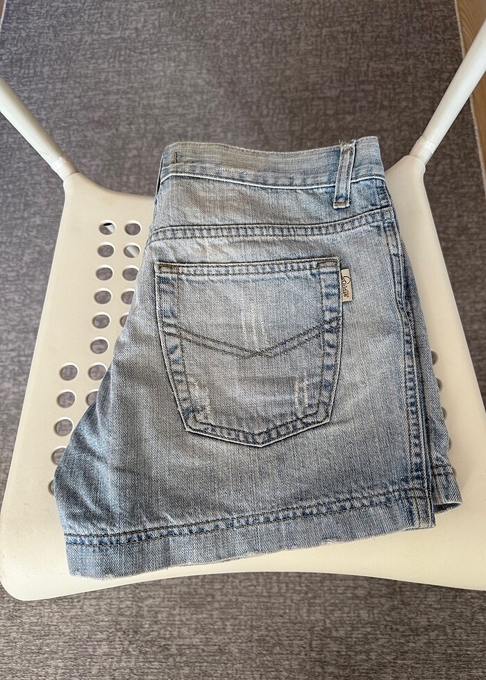 Buz mavisi kot şort - Görsel 4