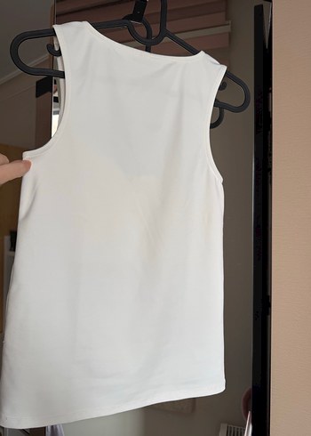 Beyaz Kadın Kolsuz Midi bady - Görsel 7