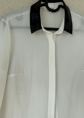 Siyah Yaka Detaylı Uzun Kollu Kadın Gömlek - Görsel 8