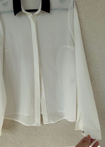 Siyah Yaka Detaylı Uzun Kollu Kadın Gömlek - Görsel 6