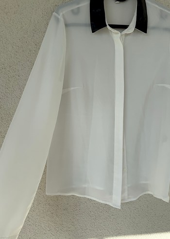 Siyah Yaka Detaylı Uzun Kollu Kadın Gömlek - Görsel 3