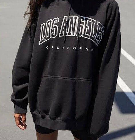 m Beden gri Renk kaüpşonlu los angeles california baskılı sweatshirt