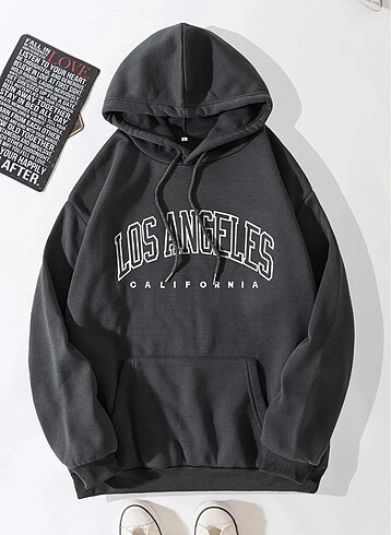 kaüpşonlu los angeles california baskılı sweatshirt