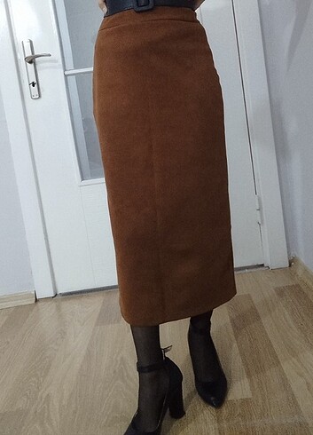 Diğer Kahverengi midi boy etek