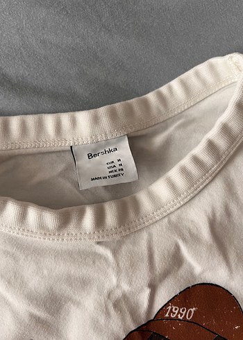 Bershka Beyaz Baskılı Kız Çocuk Tişörtü