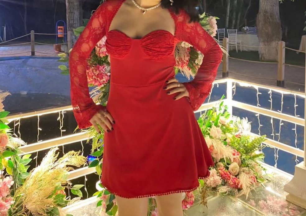 Dantel Detaylı Kırmızı Mini Elbise - Görsel 2