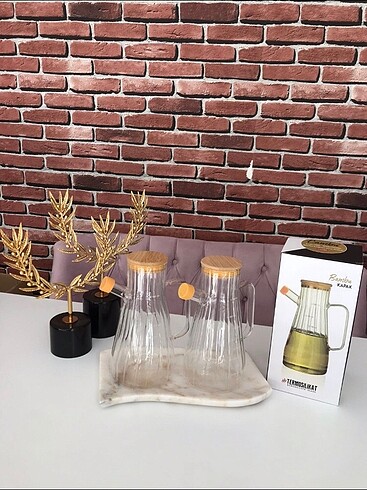 Yağdanlık bambu kapaklı 1lt 2li