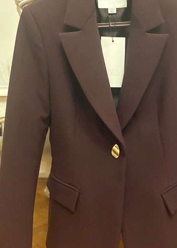 Şarap rengi Düğmeli Kadın Blazer Ceket - Görsel 3