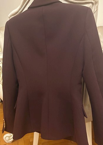 Şarap rengi Düğmeli Kadın Blazer Ceket - Görsel 4