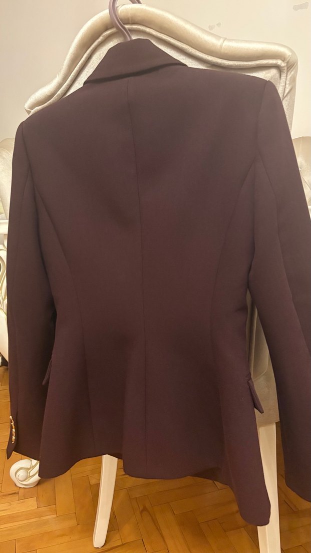 Şarap rengi Düğmeli Kadın Blazer Ceket - Görsel 4